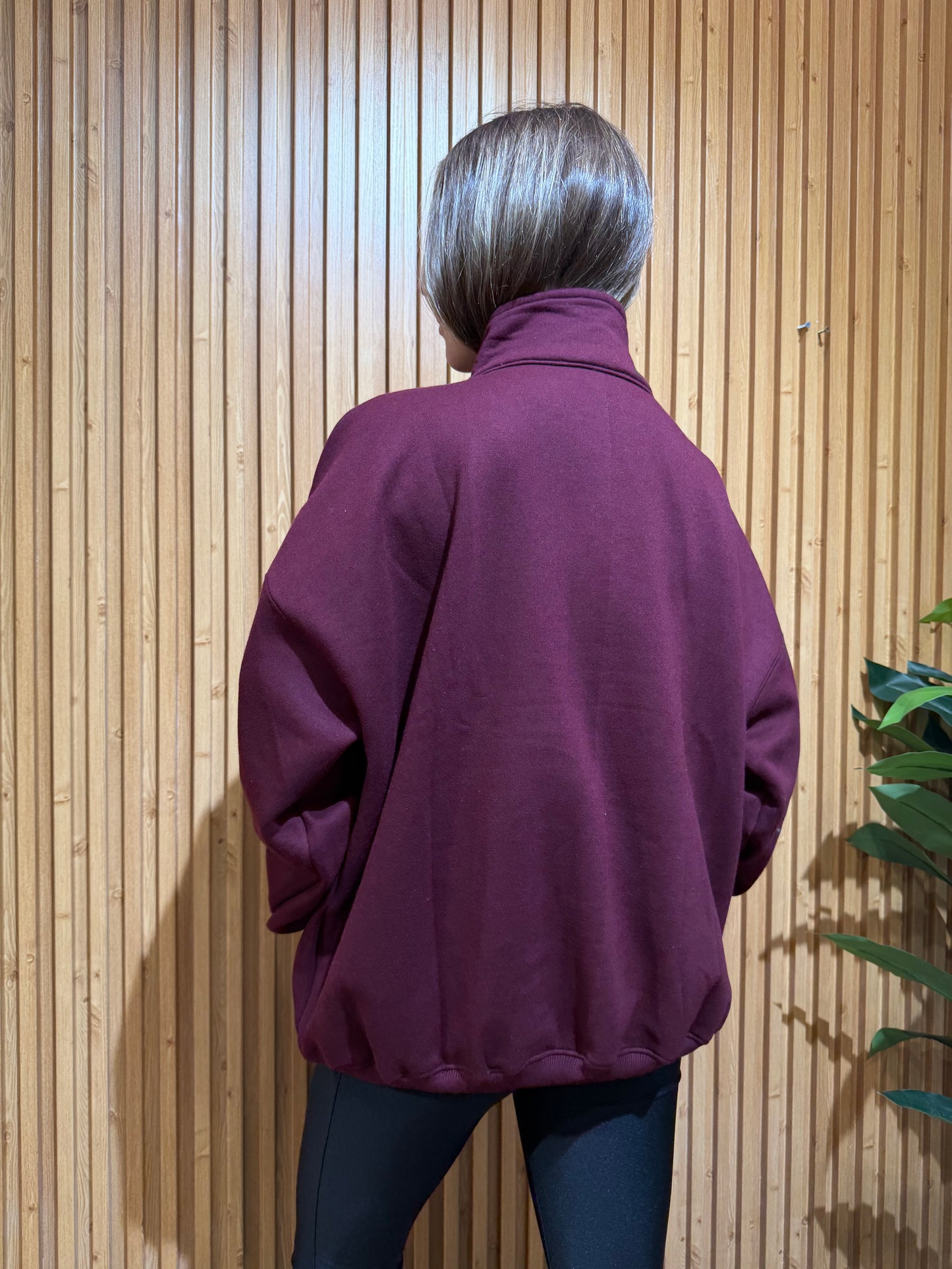 Poleron Medio Cierre Burdeo