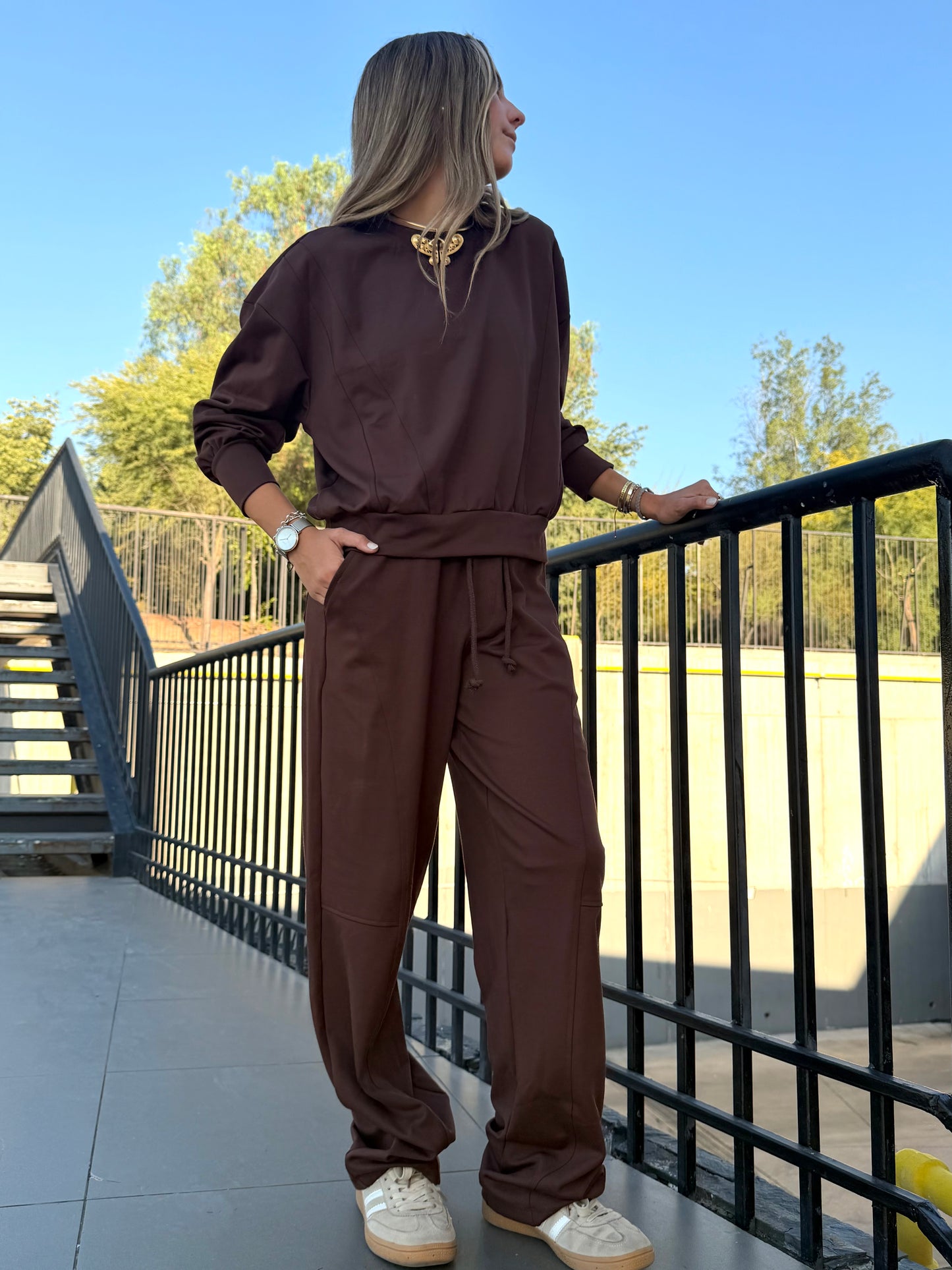 Conjunto Poleron Moleton Premiun Brasilero Cafe