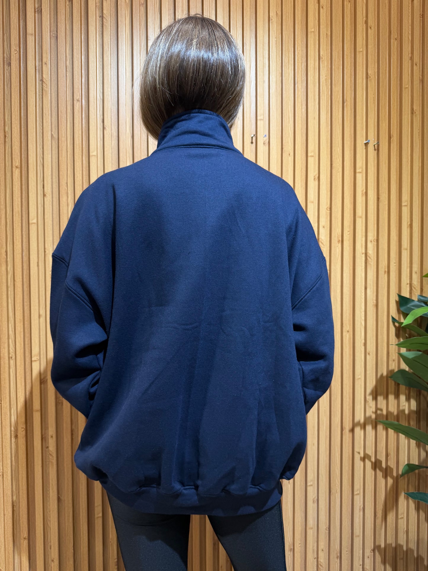 Poleron Medio Cierre Azul Marino