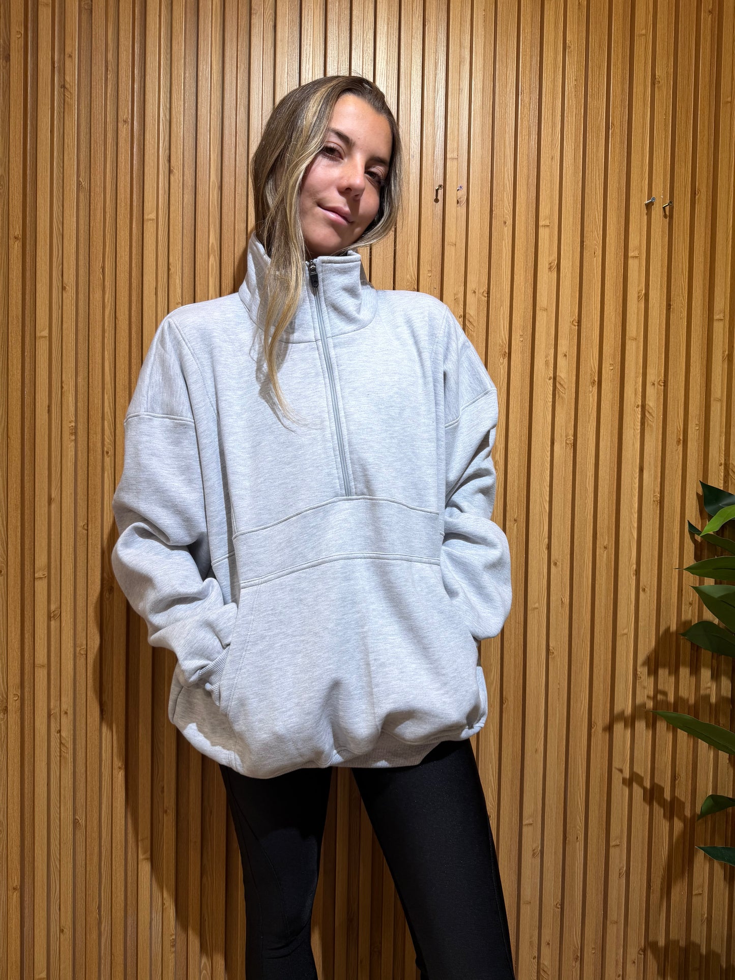 Poleron Medio Cierre gris