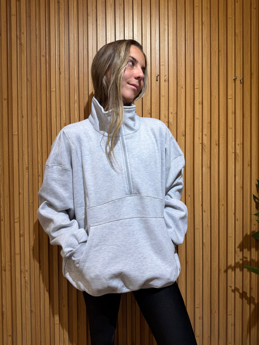 Poleron Medio Cierre gris