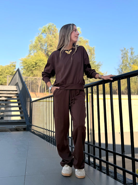 Conjunto Poleron Moleton Premiun Brasilero Cafe