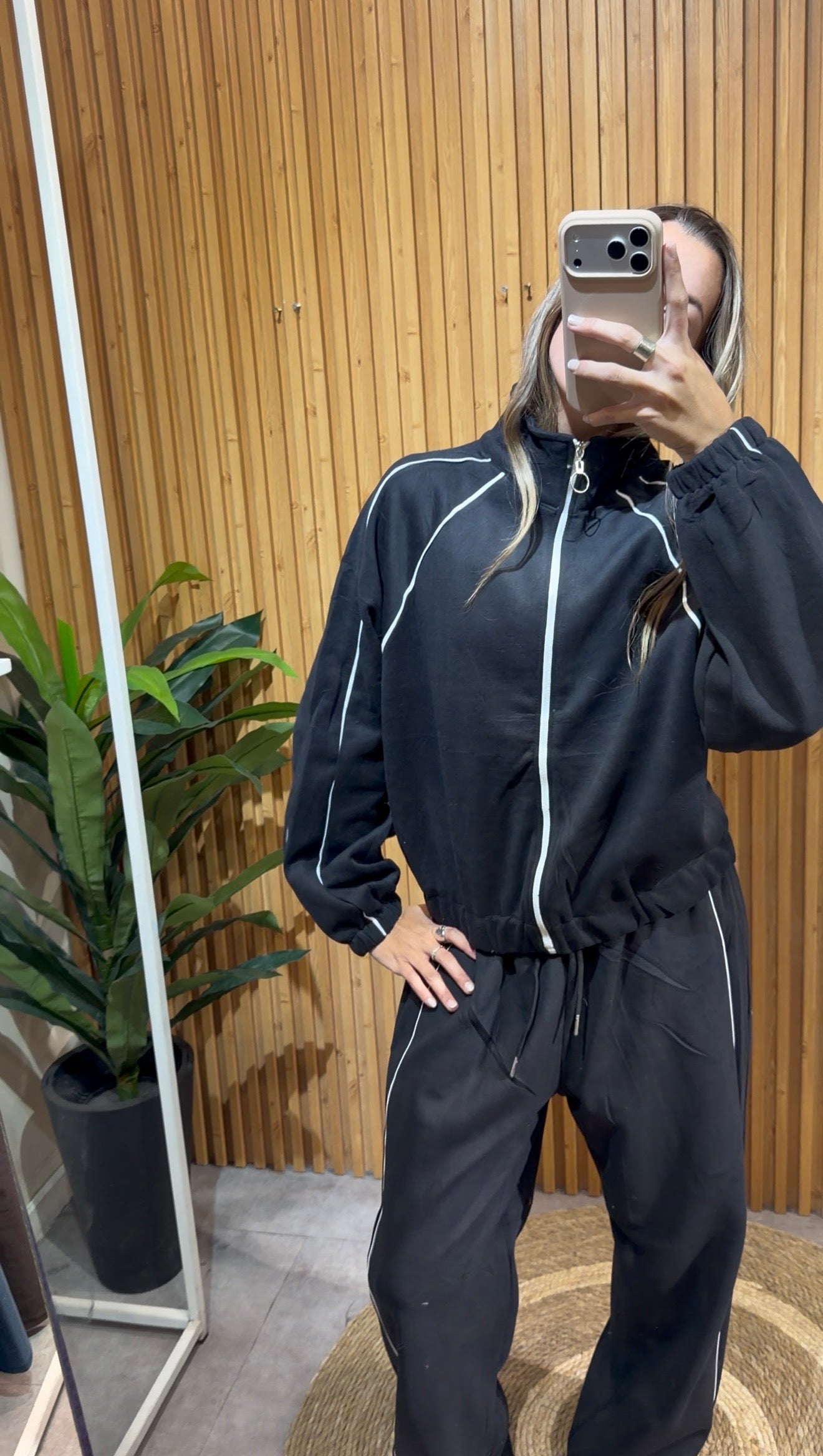 Conjunto Lineas Algodon Negro