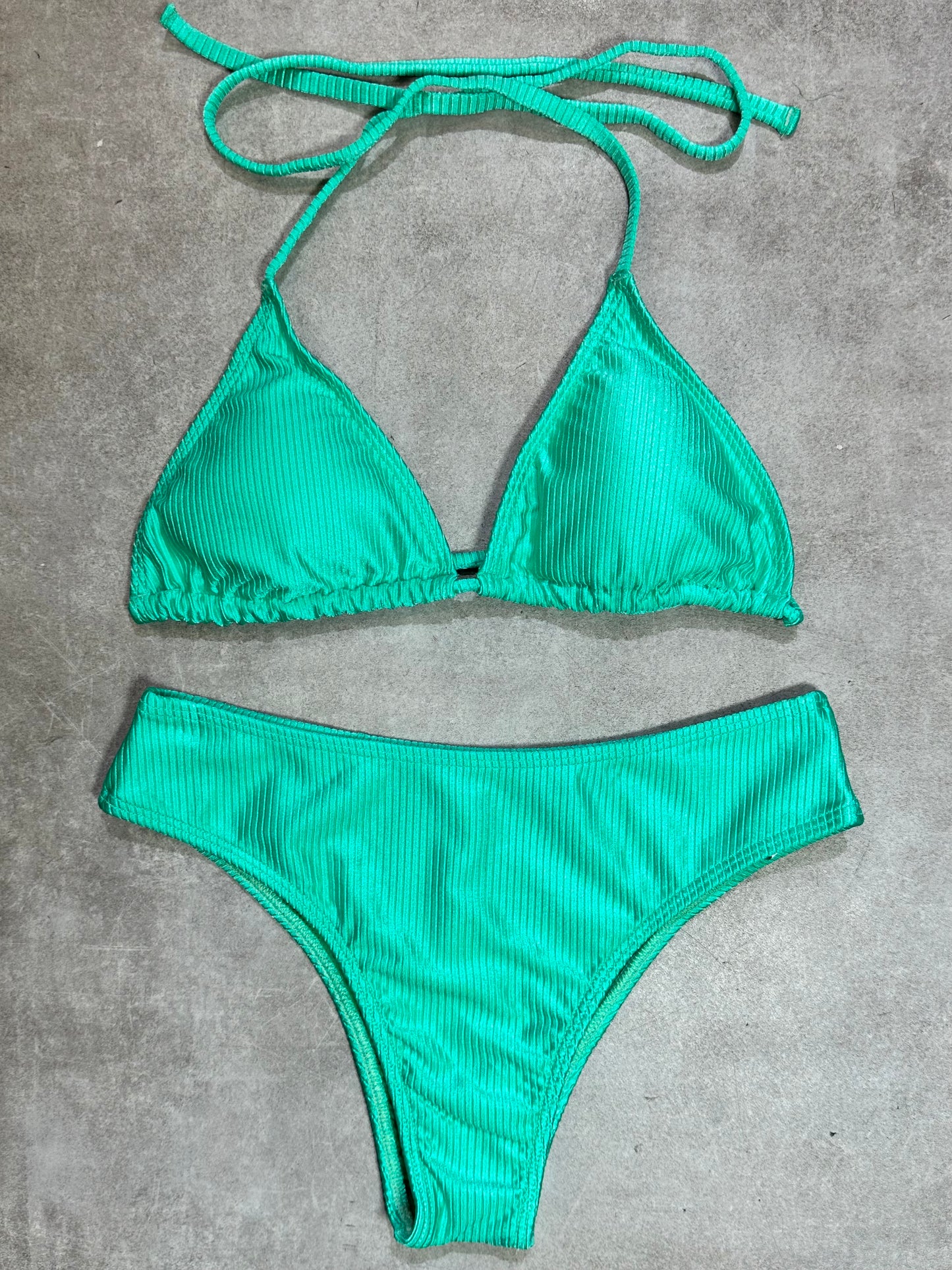 BIKINI TRIANGULO ASA DELTA ACANALADO TURQUESA