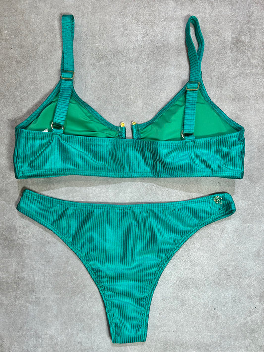 BIKINI TOP ACANALADO VERDE ESMERALDA