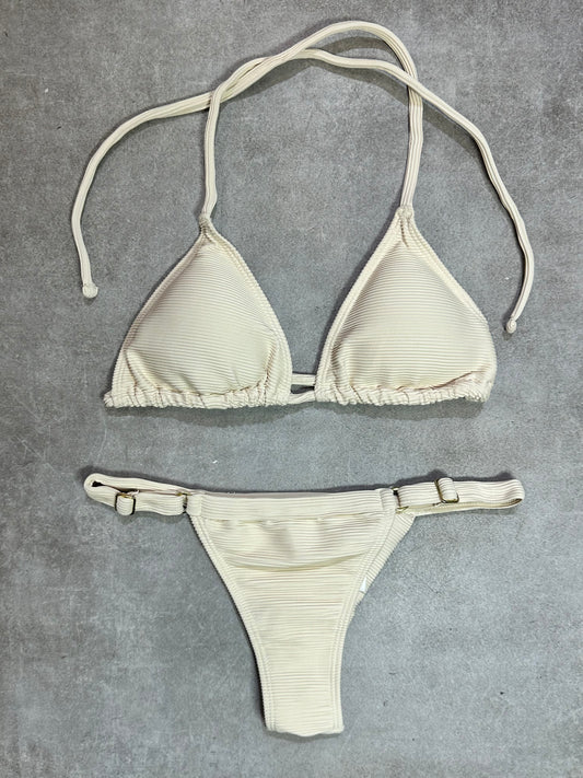 BIKINI TRIANGULO RIB CREMA