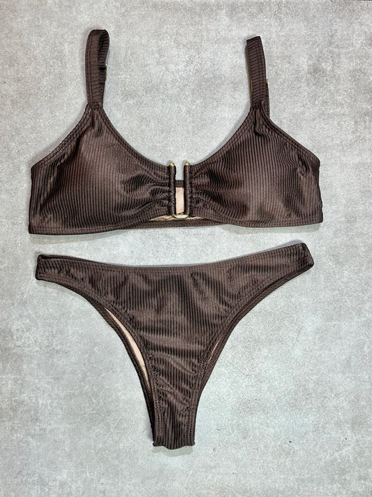 BIKINI TOP ACANALADO CHOCOLATE