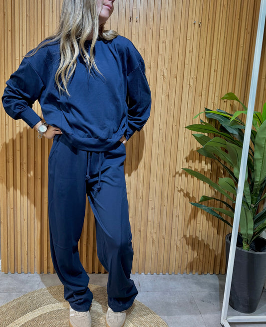 Conjunto Poleron Moleton Premiun Brasilero Azul Marino