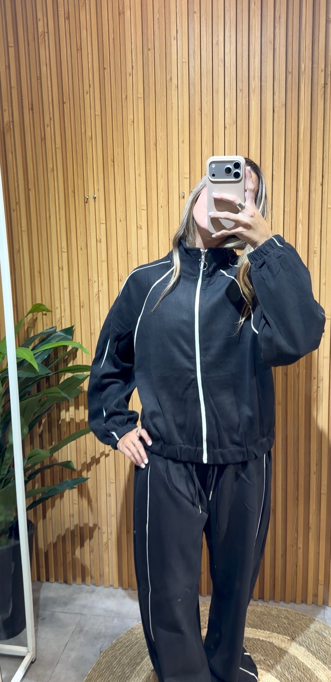 Conjunto Lineas Algodon Negro