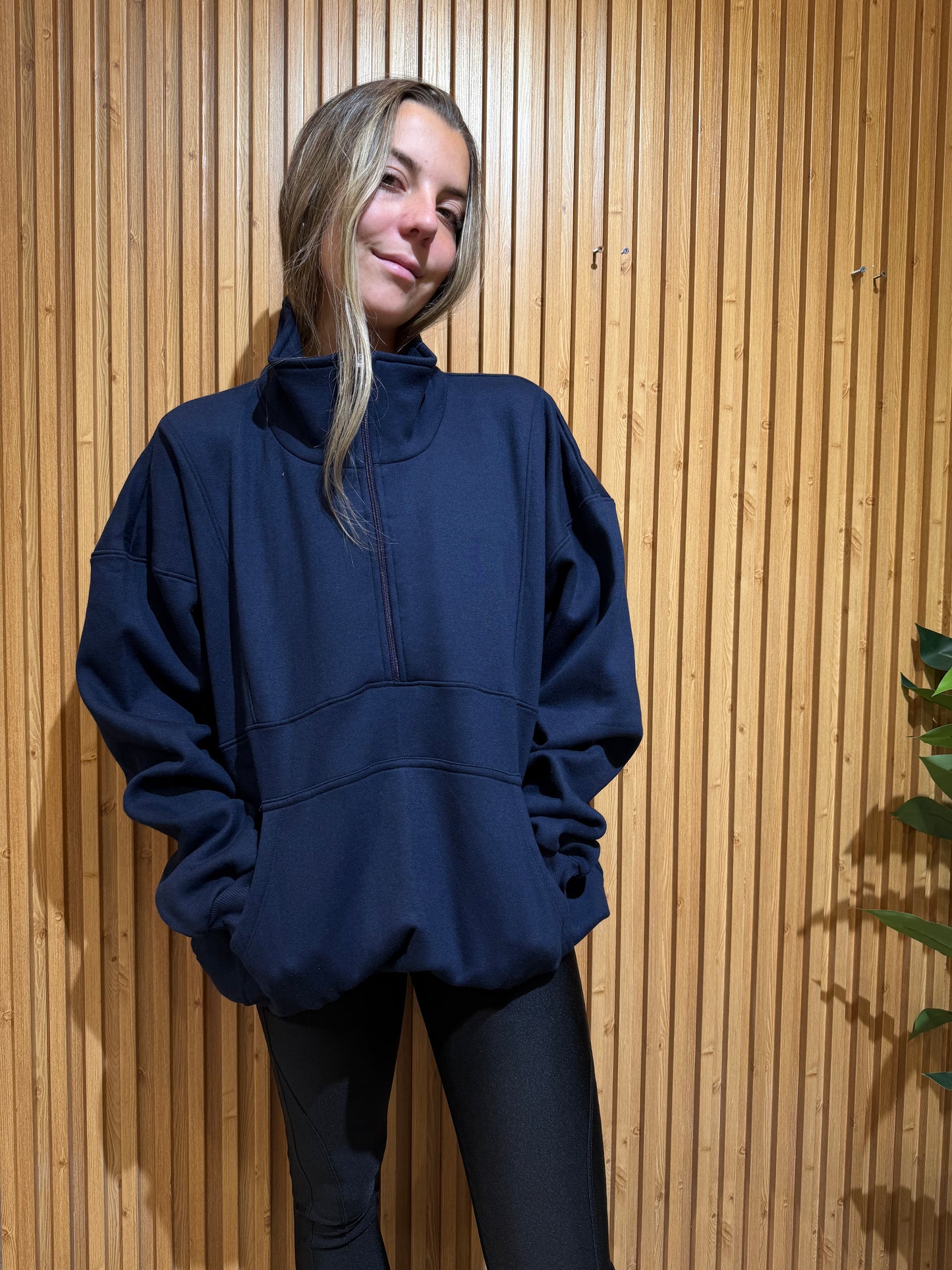 Poleron  Medio Cierre Azul Marino