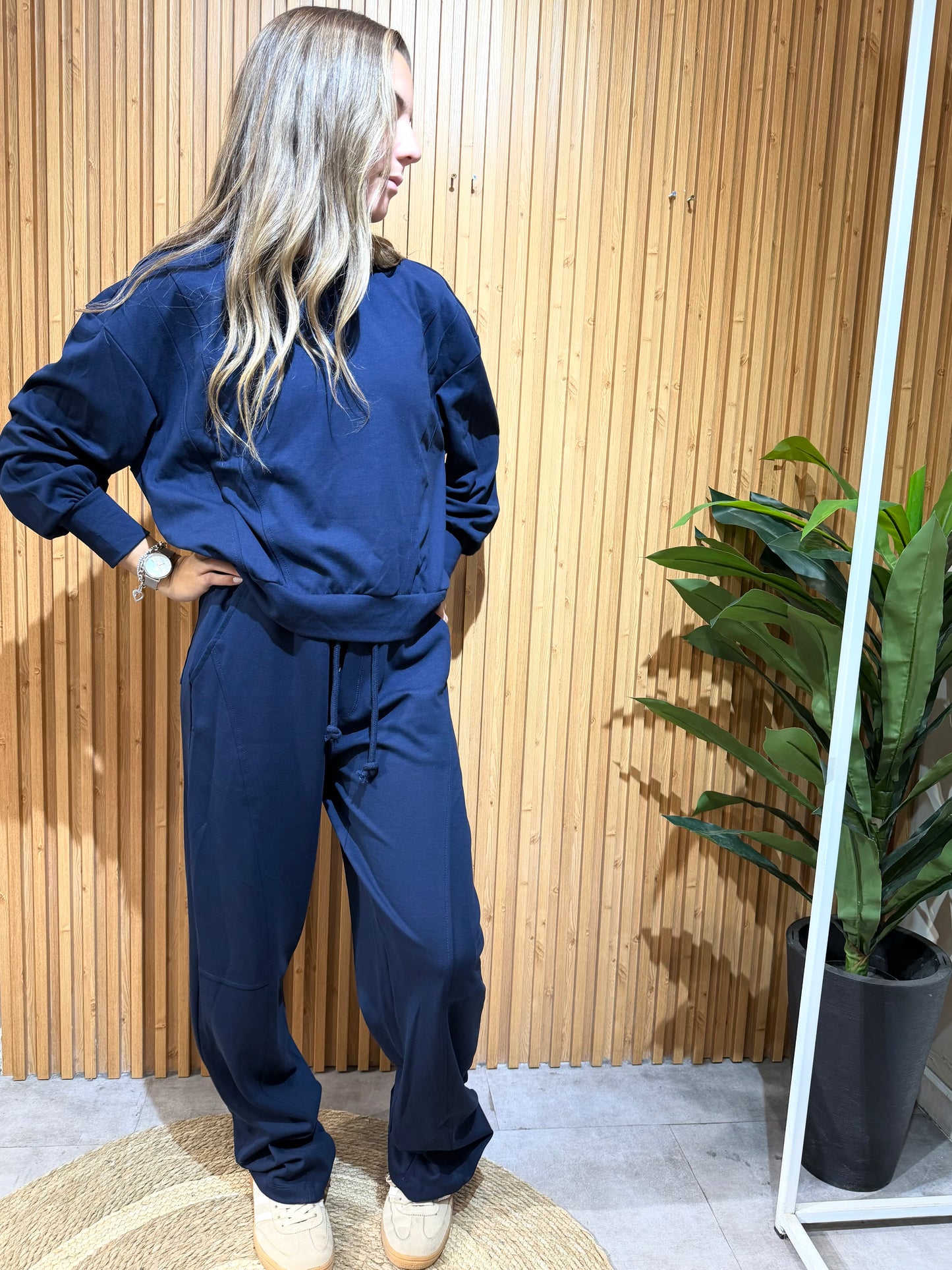 Conjunto Poleron Moleton Premiun Brasilero Azul Marino